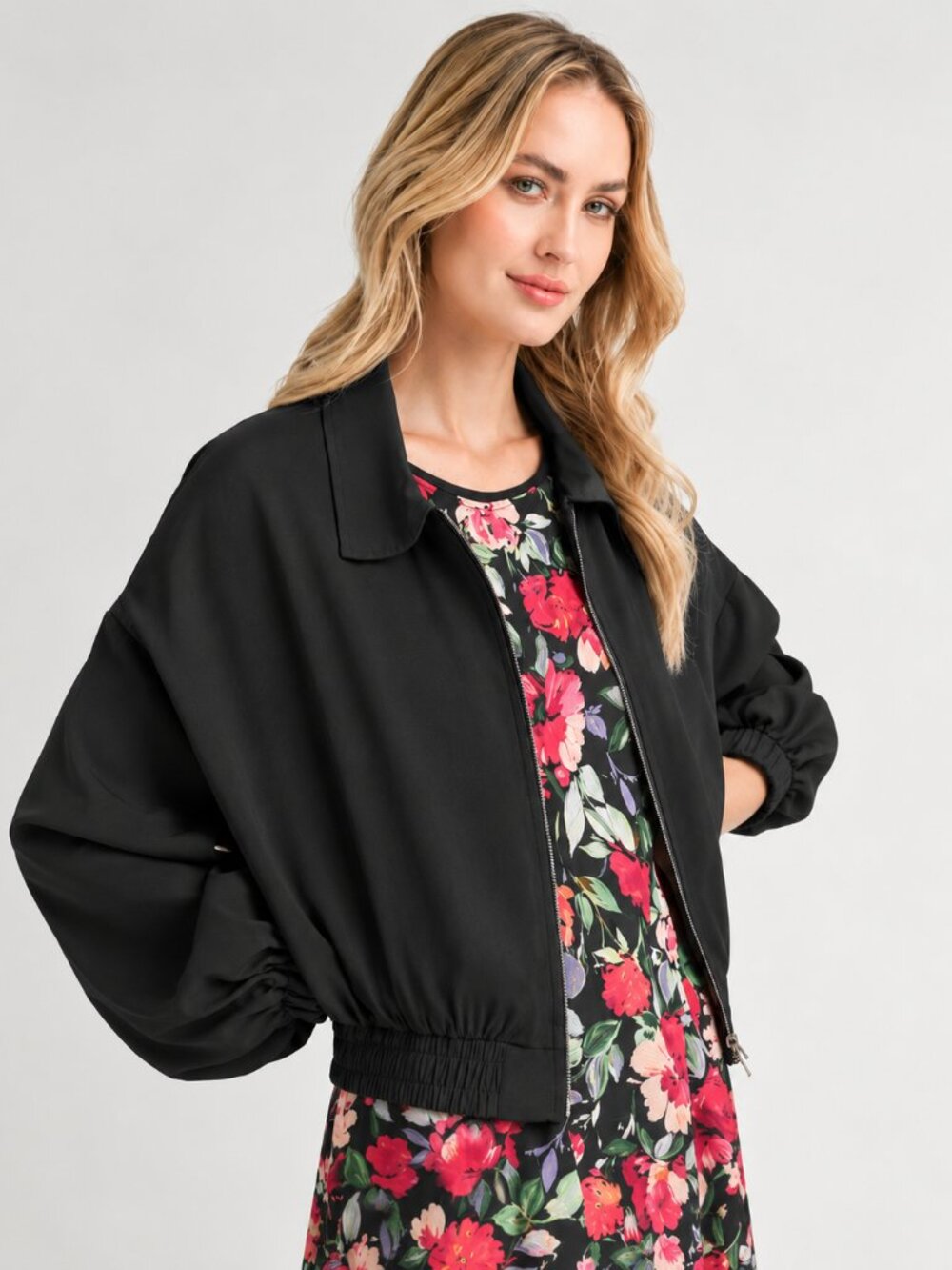 New Sadie & Sage Black Women's Jacket with puff sleeve Size M